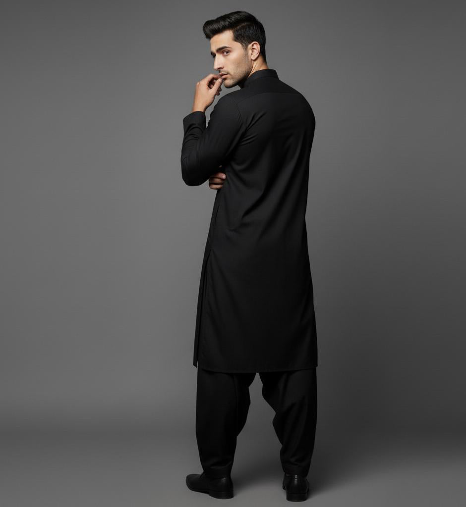 Unstitched Black Shalwar Kameez – Upcoming Collection)
