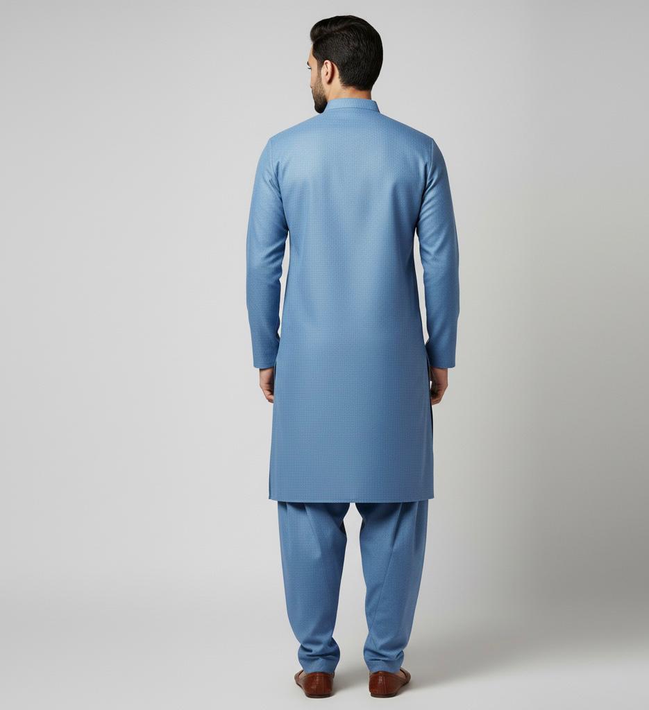 Unstitched Sky Blue Shalwar Kameez – Upcoming Collection)