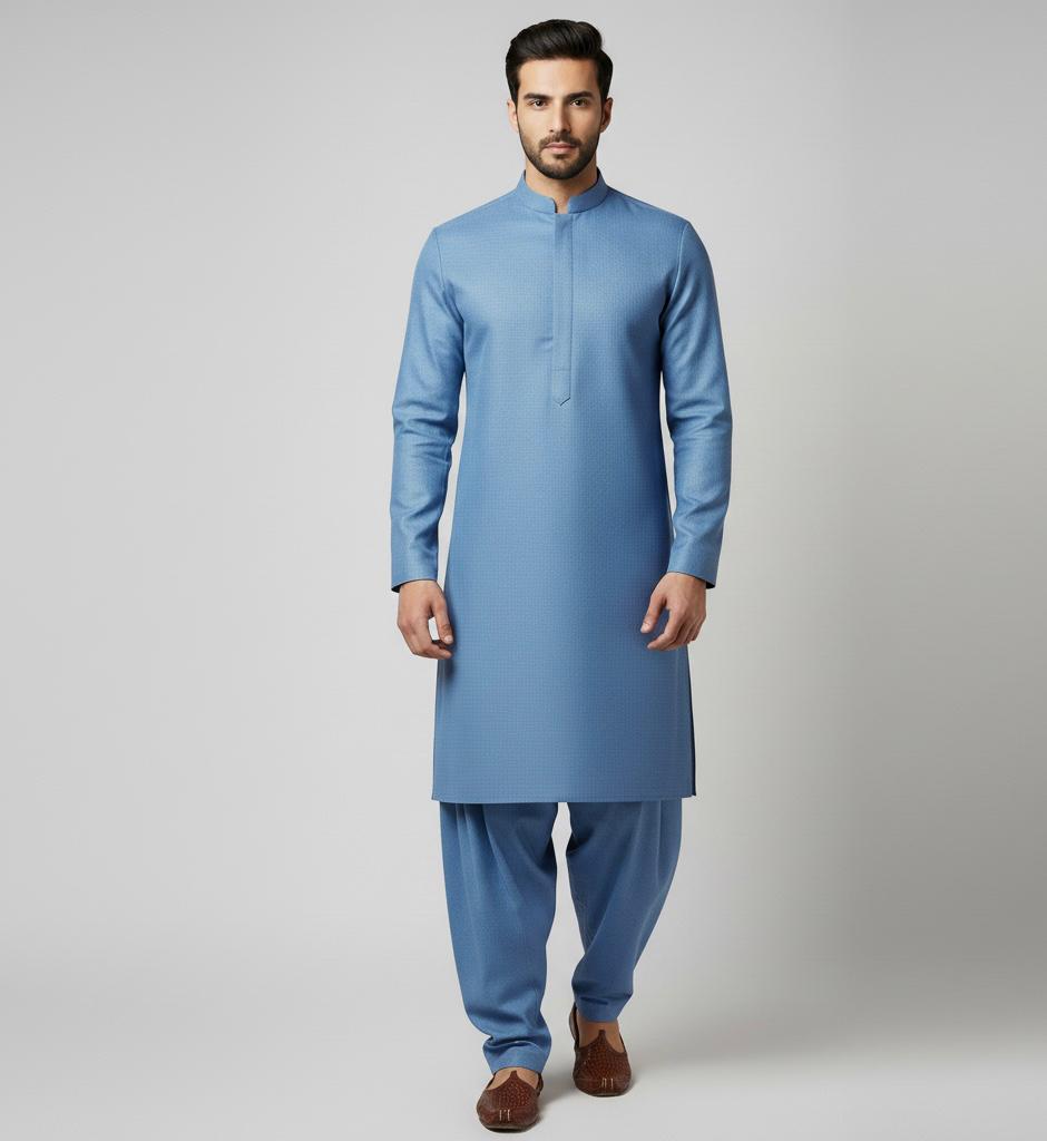 Unstitched Sky Blue Shalwar Kameez – Upcoming Collection)
