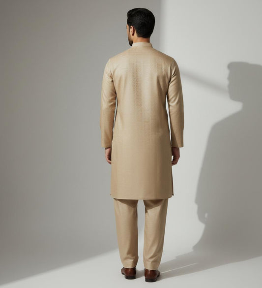 Luxury Unstitched Men’s Suit – Beige Color | Premium Winter Collection